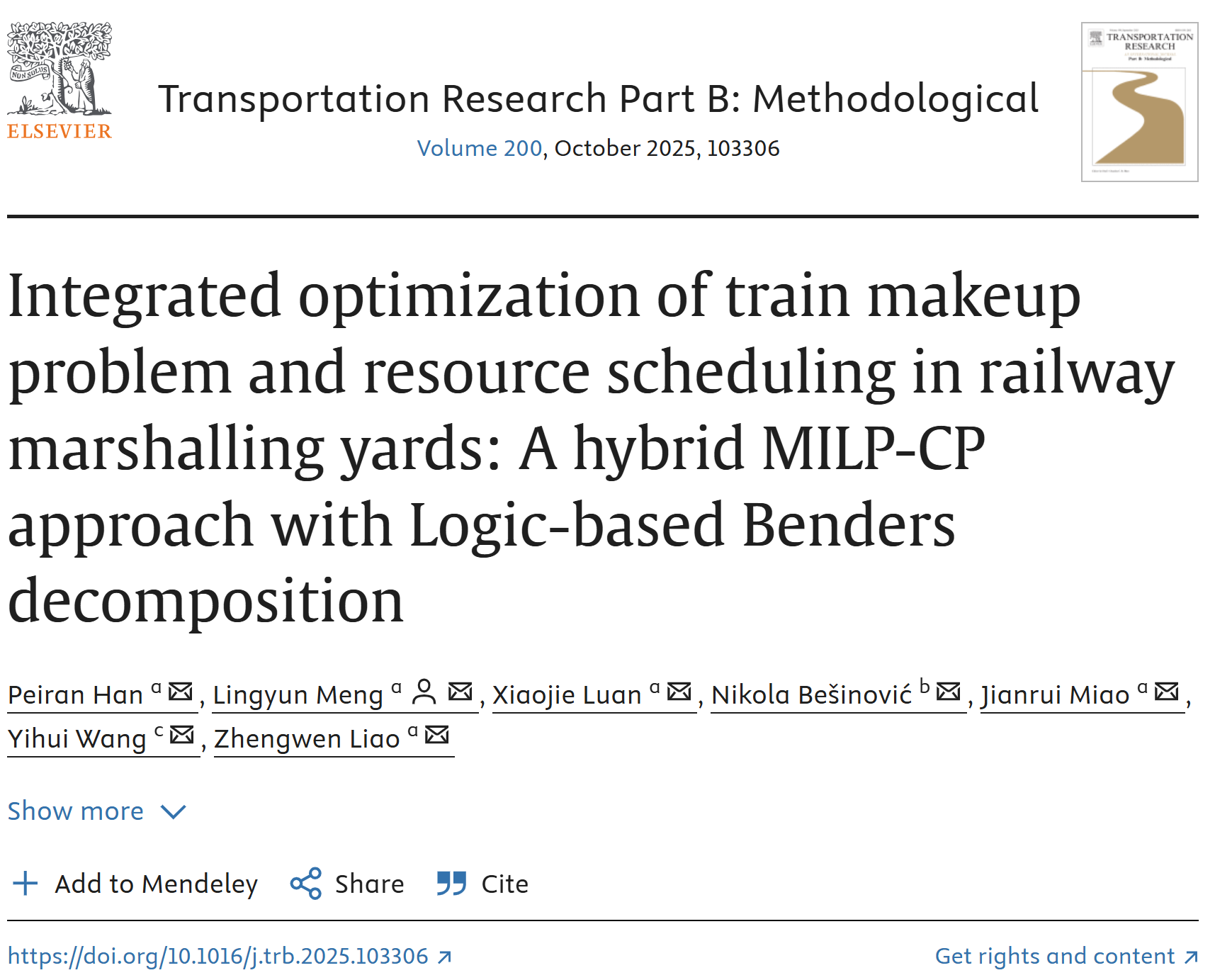 Integrated optimization of train makeup problem and resource scheduling ...